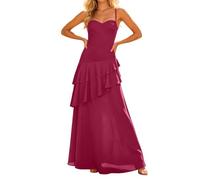 Genérico Vestido Verano Mujer Largo, Vestidos De Playa para Mujer, Vestidos De Fiesta De GraduacióN con Volantes Escalonados para Adolescentes Vestido Largo De Noche Formal De Gasa con Tirantes Finos
