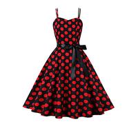Genérico Vestido Vintage 50 Pin Up Mujer Elegante Lunares Sin Mangas Rockabilly, Vestido Año 20 Mujer Beige, Vestido Rockabilly Pin Up Cocktail Festivales Volantes Básico, malva, M