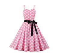 Genérico Vestido Vintage 50 Pin Up Mujer Elegante Lunares Sin Mangas Rockabilly, Vestido Año 20 Mujer Beige, Vestido Rockabilly Pin Up Cocktail Festivales Volantes Básico, Rd2, M
