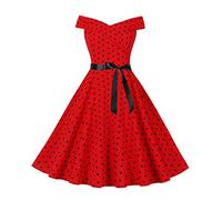 Genérico Vestido Vintage 50 Pin Up Mujer Elegante Lunares Sin Mangas Rockabilly,Vestido Año 70 Vintage,Vestido Vintage Audrey Hepburn para Fiesta Con Volantes Ruched