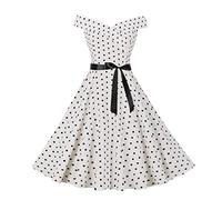 Genérico Vestido Vintage 50 Pin Up Mujer Elegante Lunares Sin Mangas Rockabilly,Vestido Año 70 Vintage,Vestido Vintage Audrey Hepburn para Fiesta Con Volantes Ruched, M