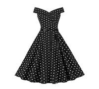 Générico Vestido Vintage de los Años 50 Pin Up Elegante para Mujer con Lunares sin Mangas Rockabilly, Vestido Vintage de los Años 70, Vestido Vintage de Audrey Hepburn para Fiesta con Volantes y