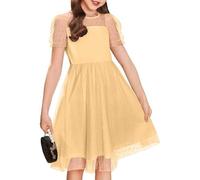 Genérico Vestidos Bebe Niña Vestido De Verano Vestido Corto De Manga Corta Abullonada con Estampado De Lunares Y Malla para Niñas Ideal para Fiestas Y Uso Diario