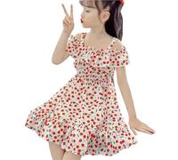 Genérico Vestidos Bebe Niña Vestido De Verano Vestido Floral De Verano para Niñas Vestido Midi para Niñas Pequeñas De 3 A 12 Años Conjuntos De Verano