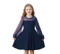 Genérico Vestidos Bebe Niña Vestido Verano Vestido De Encaje De Manga Larga De Color Liso para Niñas De 6 A 15 Años