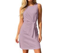 Genérico Vestidos Cortos Mujer Corte Ajustado Sin Mangas Cuello Redondo Detalle De Lazo De La Cintura Vestido De Noche De Corte Ajustado Elástico Suave Para Verano Oficina Playa Fiesta De Fin De Año