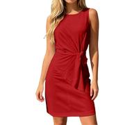 Genérico Vestidos Cortos Mujer Corte Ajustado Sin Mangas Cuello Redondo Detalle De Lazo De La Cintura Vestido De Noche De Corte Ajustado Elástico Suave Para Verano Oficina Playa Fiesta De Fin De Año
