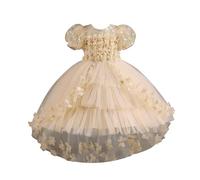 Genérico Vestidos De Ceremonia para NiñAs 10 AñOs,Nuevo Vestido De Novia De Encaje con PéTalos De Flores para NiñOs Vestido De Princesa Vestido De Tren para NiñAs PequeñAs Vestido para NiñOs