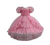 Genérico Vestidos De Ceremonia para NiñAs 10 AñOs,Nuevo Vestido De Novia De Encaje con PéTalos De Flores para NiñOs Vestido De Princesa Vestido De Tren para NiñAs PequeñAs Vestido para NiñOs