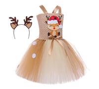 Genérico Vestidos de disfraces de Navidad para niñas - Vestidos princesas de reno para cosplay | Traje de cosplay de niñas para niñas de 2 a 12 años, Halloween, fiestas de cumpleaños