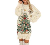 Genérico Vestidos De Fiesta Mujer Disfraz Mamá Noel Mujer Gala Mamá Vestir Roupa Feos Empresa Chaqueta Jersey De Navidad para Familia Natal Fiesta Luces Jersey Navideño Hortera XL