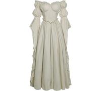 Genérico Vestidos De Fiesta Mujer Elegantes - Elegante Vestido Medieval para Mujer Cuello Cuadrado Manga Larga Disfraz De Cosplay Fiesta Formal Recreación Histórica Atuendo De Actuación