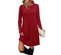 Genérico Vestidos De Fiesta Mujer Elegantes Vestido Invierno Mujer Elegante Ropa Cortos Popular Disfraz Primavera Jersey Christmas Top Casual 1#Rojo S