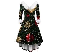 Genérico Vestidos De Fiesta Sexy Disfraz Navidad Mujer Ropa Fiesta Navideño Elk Moda Cuello en V Vestido Invierno Vestido Mujer Rebajas Hoy Oferta Flash 1#Verde Oscuro S