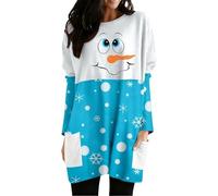 Genérico Vestidos De Mujer - Vestido Informal con Estampado Festivo de Dibujos Animados para una túnica Suave y acogedora de Corte A con Mangas largas Celebraciones de Temporada Uso Diario cómodo