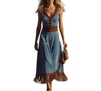 Genérico Vestidos De Mujer, Vestidos Elegantes Mujer, Vestido Fluido Sin Mangas De Terciopelo con Cuello En Contraste para Un Look Casual Y Elegante