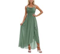 Genérico Vestidos de Noche Elegantes para Bodas Vestido de Noche Largo de Gasa con Tirantes de Espagueti Vestidos de Dama de Honor Vestido Hi-Lo Invitada de Boda con Abertura