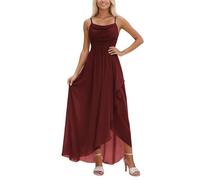 Genérico Vestidos de Noche Elegantes para Bodas Vestido de Noche Largo de Gasa con Tirantes de Espagueti Vestidos de Dama de Honor Vestido Hi-Lo Invitada de Boda con Abertura