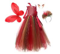 Genérico Vestidos De Para Niñas Falda Alas Diadema De Cosplay Halloween | Disfraz De Infantil Halloween Para Vacaciones Cumpleaños Celebraciones Eventos Sesiones De Fotos Y Desfiles
