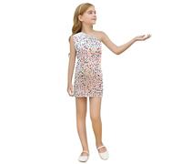 Genérico Vestidos De Princesa Nina,Vestido Lencero con Estampado De Leopardo MetáLico Y Lentejuelas para NiñAs Sin Mangas con Tirantes Finos Minivestido De Fiesta para NiñAs PequeñAs