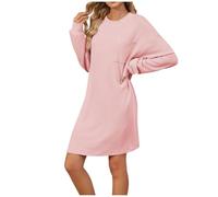 Genérico Vestidos De Punto Mujer, Vestidos Mujer Casual Otoño Invierno,Vestido Suelto De Manga Larga con Bolsillo De Color SóLido Y Cuello Redondo OtoñO/Invierno