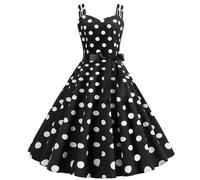 Genérico Vestidos De Verano Mujer, Vestido Talla Grande Mujer, Vestido De CóCtel con Cuello Halter De Los AñOs 50 con Lunares para Mujer