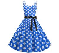 Genérico Vestidos De Verano Mujer, Vestido Talla Grande Mujer, Vestido De CóCtel con Cuello Halter De Los AñOs 50 con Lunares para Mujer