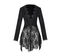 Genérico Vestidos Elegantes Mujer - Chaqueta Corta Oscura Gótica De Halloween Vestido Ajustado De Esmoquin De Encaje Femenino De Color Sólido