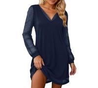 Genérico Vestidos Elegantes Mujer, Vestido Negro Mujer,Casual Elegante de Patchwork con Detalles de Malla Estilo Versátil Diario