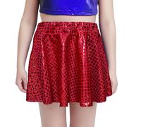 Genérico Vestidos Elegantes - Vestidos Elegantes Falda de Animadora con Lentejuelas para niños con diseño de Corte Vestido Corto de Baile versátil para presentaciones y Eventos (Red L)