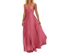 Genérico Vestidos Largos Verano Mujer, Vestido Verano Mujer Casual, Vestido De Playa Informal De Color Liso Sin Mangas con Top Palabra De Honor Cintura Fruncida Y Volantes