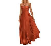 Genérico Vestidos Largos Verano Mujer, Vestido Verano Mujer Casual, Vestido De Playa Informal De Color Liso Sin Mangas con Top Palabra De Honor Cintura Fruncida Y Volantes