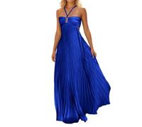 Genérico Vestidos Largos Verano Mujer, Vestido Verano Mujer Casual, Vestido De Playa Informal De Color Liso Sin Mangas con Top Palabra De Honor Cintura Fruncida Y Volantes