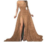 Genérico Vestidos Mujer Fiesta Cortos,Vestidos De Noche De Fiesta De GraduacióN con Un Hombro Al Descubierto Y Plumas Verdes para Mujer Vestidos De Fiesta De Boda