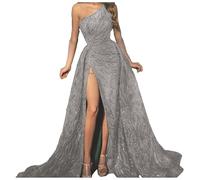 Genérico Vestidos Mujer Fiesta Cortos,Vestidos De Noche De Fiesta De GraduacióN con Un Hombro Al Descubierto Y Plumas Verdes para Mujer Vestidos De Fiesta De Boda