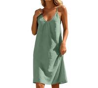 Genérico Vestidos Mujer Verano Vestido ajustado de manga larga con cuello en V, estampado de moda, Luz verde, XL