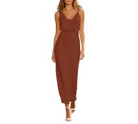 Genérico Vestidos Mujer Verano, Vestido Casual Verano Mujer, Vestido Lencero De SatéN De La Marca 'S Solid Charme con Tirantes Finos para Un Look Casual Y Elegante