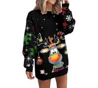 Genérico Vestidos Mujer Vestido De Navidad para Mujer Vestido Tipo Sudadera con Cuello Redondo y Manga Larga de Polar a la Moda para Mujer (Yellow L)