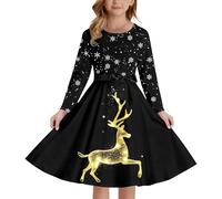 Genérico Vestidos Navidad Niña - Vestido de Fiesta Estampado Estilo Medieval para niña con Cordones al Frente Mangas largas y Cremallera elástica en la Espalda Ideal para Fiestas y Eventos Festivos