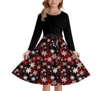 Genérico Vestidos Navidad Niña - Vestido de Fiesta Estampado Estilo Medieval para niña con Cordones al Frente Mangas largas y Cremallera elástica en la Espalda Ideal para Fiestas y Eventos Festivos