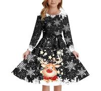 Genérico Vestidos Navidad Niña - Vestido de Fiesta Estampado Estilo Medieval para niña con Cordones al Frente Mangas largas y Cremallera elástica en la Espalda Ideal para Fiestas y Eventos Festivos