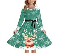 Genérico Vestidos Navidad Niña - Vestido de Fiesta Estampado Estilo Medieval para niña con Cordones al Frente Mangas largas y Cremallera elástica en la Espalda Ideal para Fiestas y Eventos Festivos