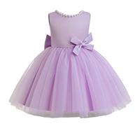 Genérico Vestidos Niña Mayoral 12 Años - Vestidos Niña Fiesta - Vestido Formal para Niñas Lindo Vestido con Lazo Y Espalda En V con Perlas Estilo Europeo