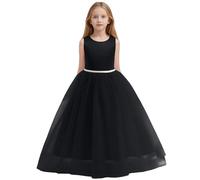 Genérico Vestidos Niña, Vestido De Verano, Vestido De Satén para Niñas De Las Flores para Bodas Vestidos De Fiesta con Perlas Y Lazo