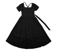 Genérico Vestidos Niña - Vestido Largo De Color Liso con Una Cintura Dobladillo Ancho con Bordes con Volantes para Niñas De 7 A 13 Años