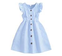 Genérico Vestidos Niña, Vestido Verano, Vestido Infantil De Verano Vestido Infantil Vestido Camisero De Rayas con Mangas Acampanadas Vestido Infantil