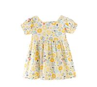 Genérico Vestidos para bebés y niñas de algodón Suave con Vuelo, Ideales para Fiestas y Uso Diario, Desde 3 hasta 6 años (Light Yellow, 5-6 Years)