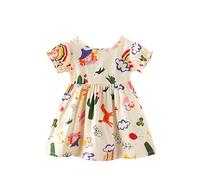 Genérico Vestidos para bebés y niñas de algodón Suave con Vuelo, Ideales para Fiestas y Uso Diario, Desde 3 hasta 6 años (Beige, 2-3 Years)