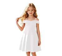 Genérico Vestidos para niñas sin Hombros ni Tirantes, Corte A Elegante, Tela Suave y Transpirable, Ideal para Fiestas, Banquetes y Eventos Formales, Tallas de 4 a 14 años (White, 13-14 Years)