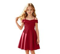 Genérico Vestidos para niñas sin Hombros ni Tirantes, Corte A Elegante, Tela Suave y Transpirable, Ideal para Fiestas, Banquetes y Eventos Formales, Tallas de 4 a 14 años (Red, 13-14 Years)
